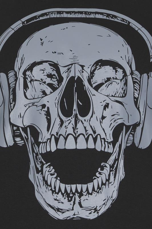 BadRhino Big & Tall Black Skull & Headphone Graphic T-Shirt | BadRhino 7