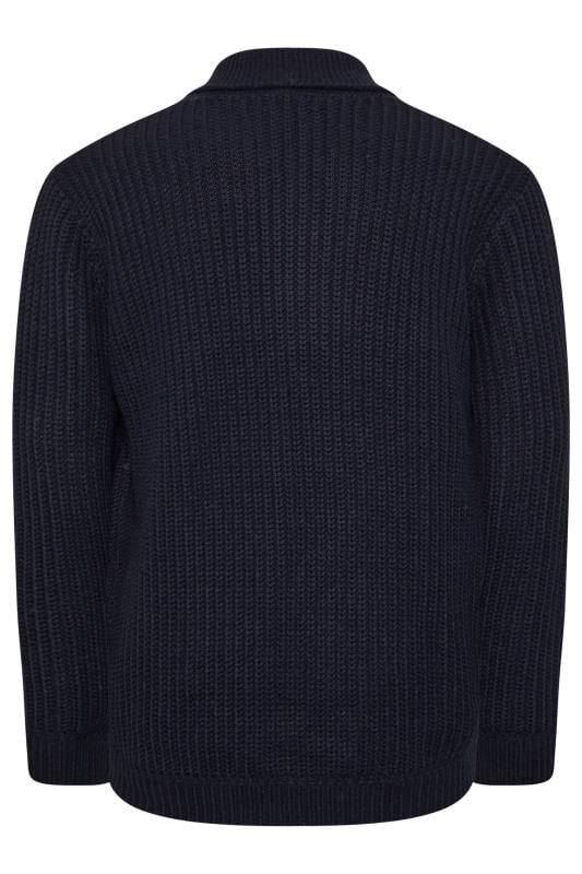 BadRhino Big & Tall Navy Blue Shawl Jumper | BadRhino 5