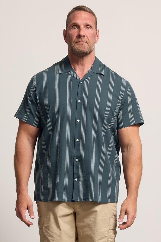  JACK & JONES Big & Tall Navy Blue Stripe Print Shirt