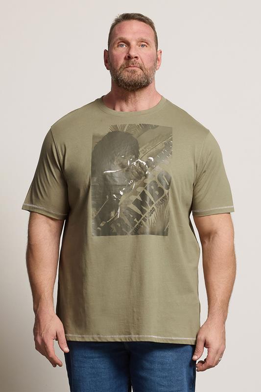  D555 Big & Tall Stone Brown Rambo Print T-Shirt