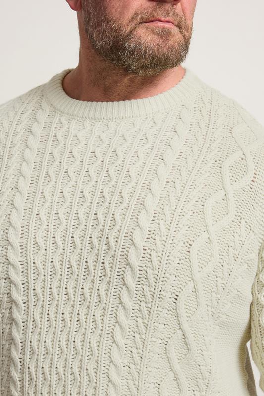 BadRhino Big & Tall Cream Crew Neck Cable Knit Jumper | BadRhino 5