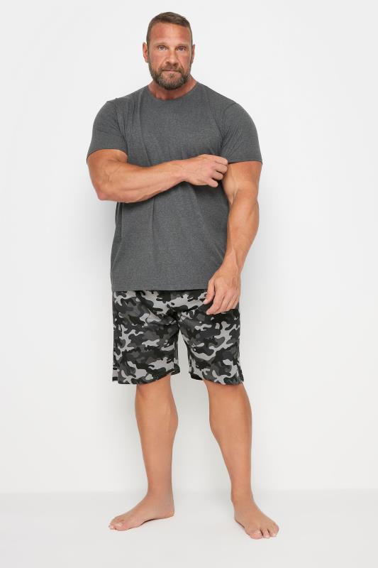 Men's  BadRhino Big & Tall Grey Camo Print Shorts and T-Shirt Pyjama Set