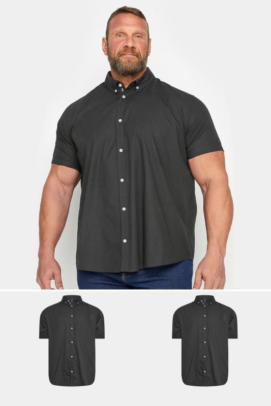 BadRhino Big & Tall Black 2 PACK Poplin Short Sleeve Shirts | BadRhino 1