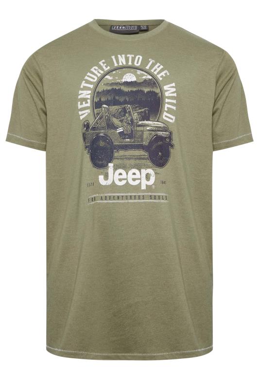 D555 Big & Tall Khaki Green Official Jeep Printed T-Shirt | BadRhino 3