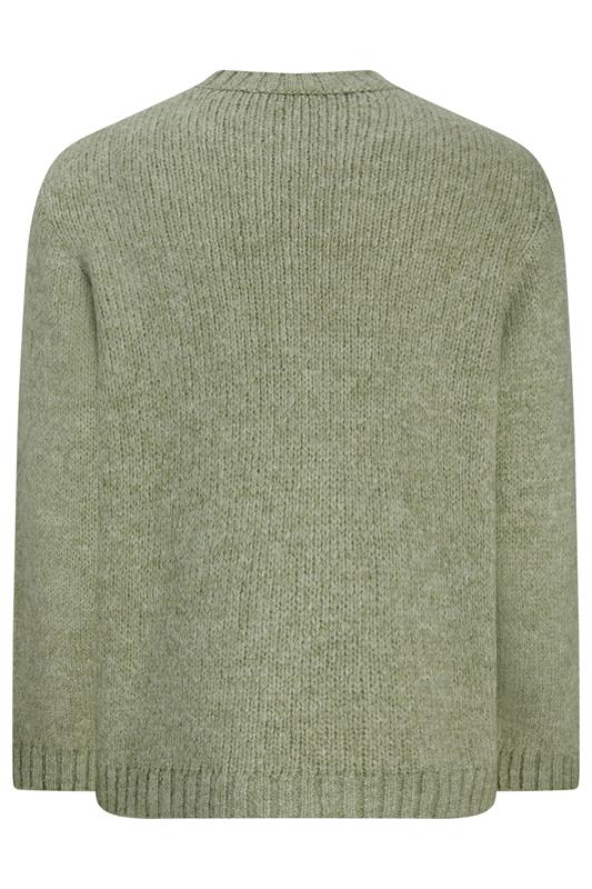 JACK & JONES Big & Tall Seagrass Green Crew Neck Knit Jumper | BadRhino 2