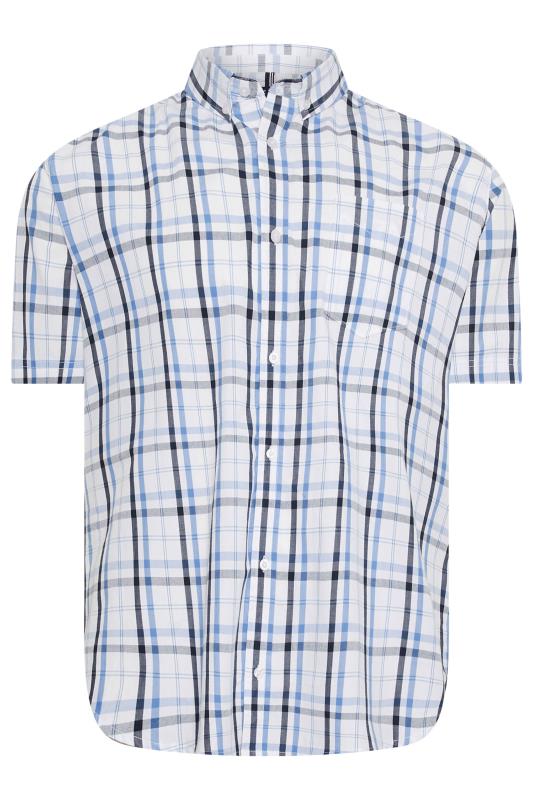 BadRhino Big & Tall White Blue & Grey Short Sleeve Checked Shirt | BadRhino 4