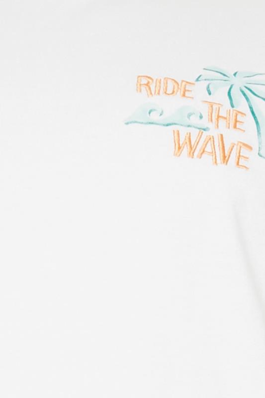 BadRhino Big & Tall White 'Ride The Wave' Embroidered T-Shirt | BadRhino 5