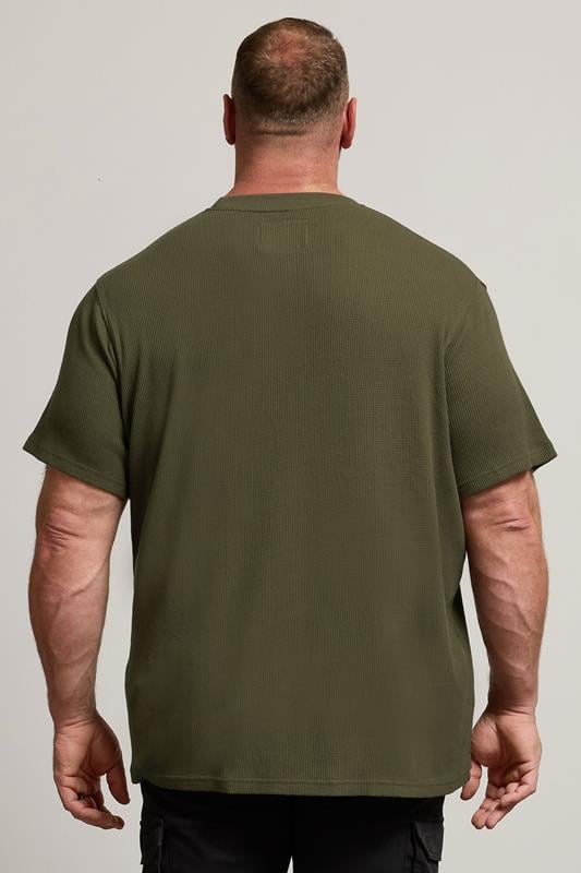 BadRhino Big & Tall Khaki Green Military Waffle Texture T-Shirt | BadRhino 5