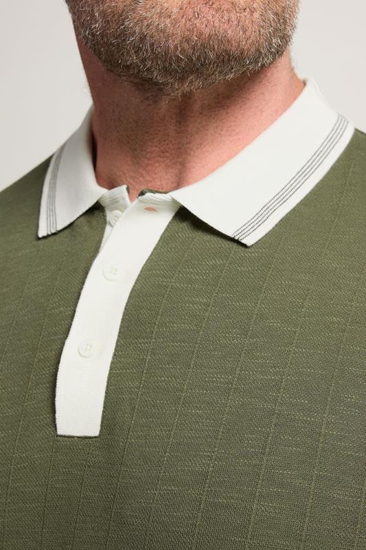 BadRhino Big & Tall Khaki Green Mini Check Polo Shirt BadRhino 4