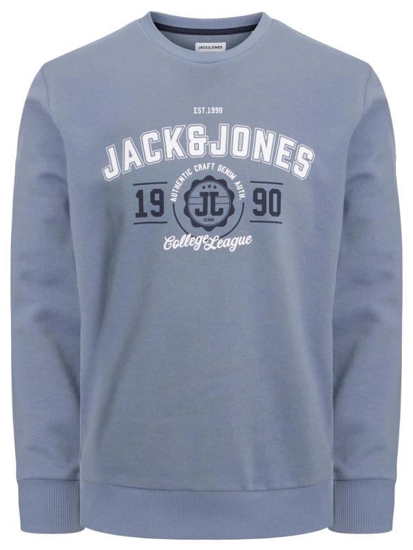 JACK & JONES Big & Tall Grey '1990' Logo Print Sweatshirt | BadRhino 2