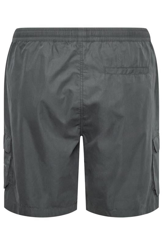BadRhino Big & Tall Charcoal Grey Crinkle Nylon Cargo Shorts | BadRhino 5