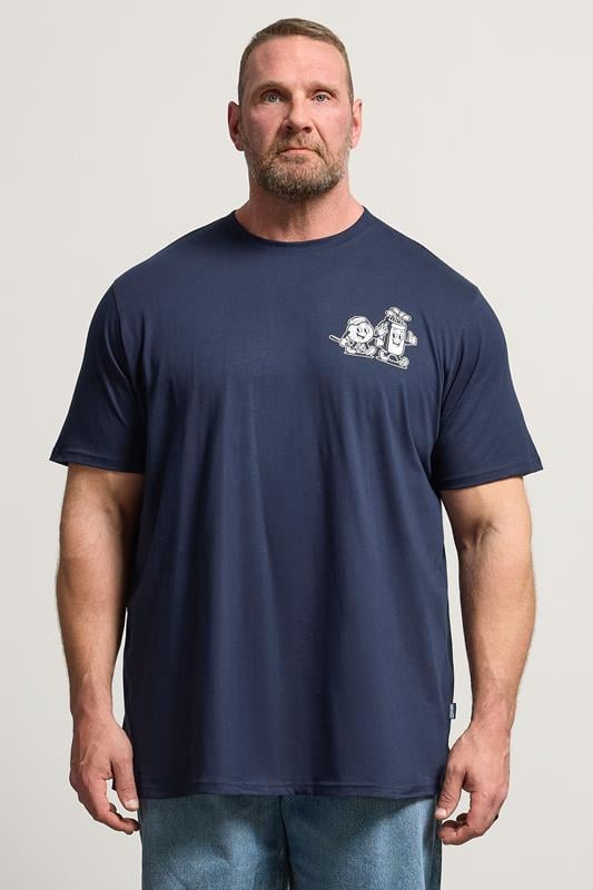  BadRhino Big & Tall Navy Blue Extra Long 'Cartoon Golf' Graphic T-Shirt