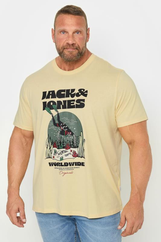 JACK & JONES Big & Tall Yellow Graphic Skeleton Print T-Shirt | BadRhino 1