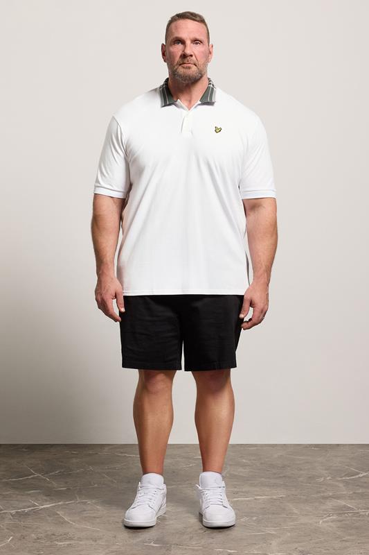 LYLE & SCOTT Big & Tall White Tartan Collar Polo Shirt | BadRhino 1