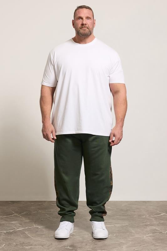 KAM Khaki Green Camo Side Panel Joggers | BadRhino 1