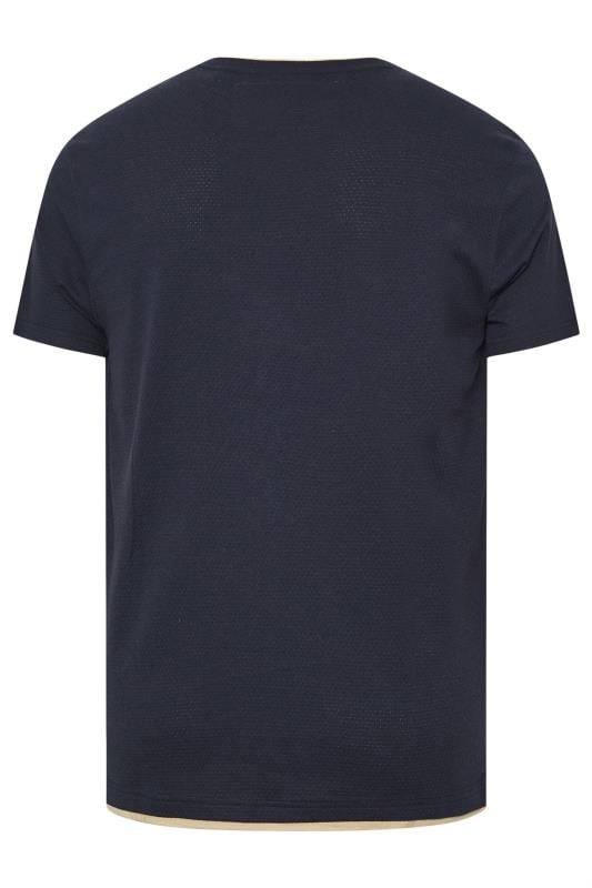 D555 Big & Tall Navy Blue Waffle Textured T-Shirt | BadRhino 2