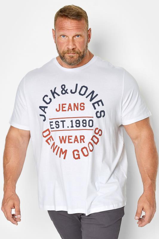 JACK & JONES Big & Tall 3 PACK White Logo T-Shirts | BadRhino  2