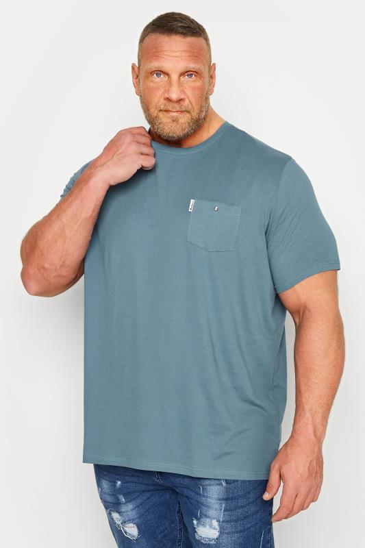 BEN SHERMAN Big & Tall Shadow Blue Signature Pocket T-Shirt | BadRhino 1