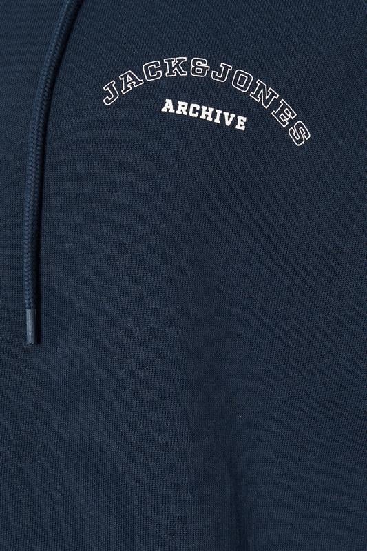 JACK & JONES Big & Tall Navy Blue Zip Through Print Hoodie | BadRhino 3
