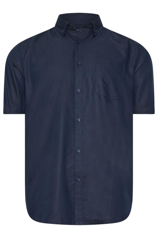 BadRhino Big & Tall Premium Navy Blue Short Sleeve Oxford Cotton Shirt 3