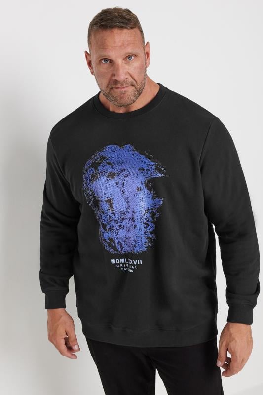 Men's  BadRhino Black Abstract Skull Graphic Print Sweatshirt