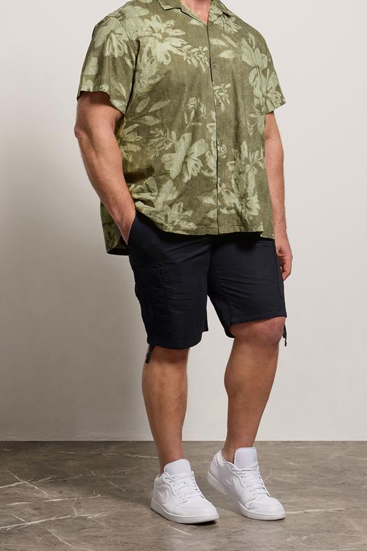  JACK & JONES Big & Tall Black Mid Rise Cargo Shorts