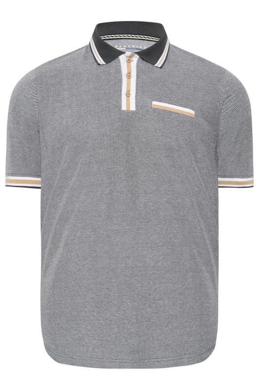 BadRhino Big & Tall Grey Stripe Placket Polo Shirt | BadRhino 3