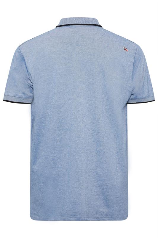 D555 Big & Tall Blue Pique Jacquard Polo Shirt | BadRhino 4