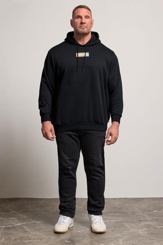JACK & JONES Big & Tall Black Pan Logo Hoodie | BadRhino 2