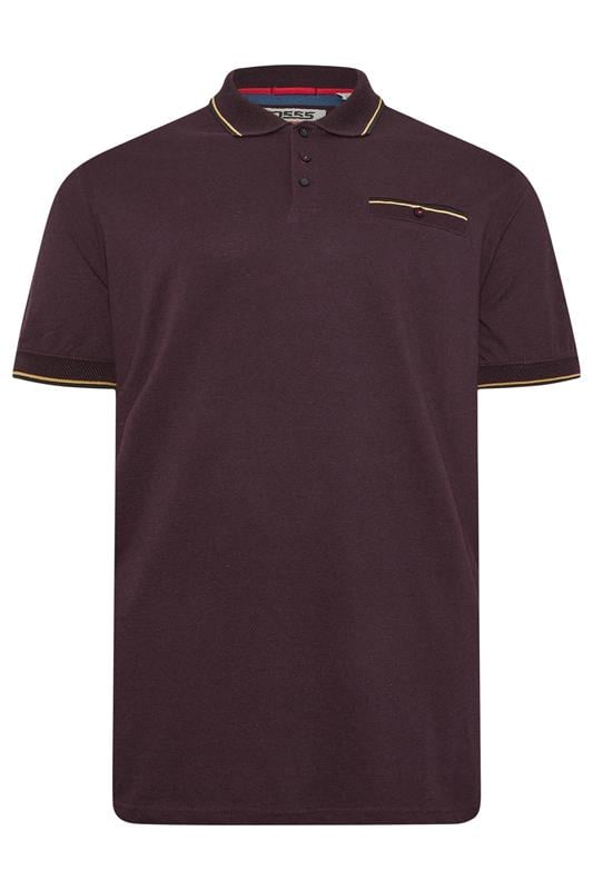 D555 Big & Tall Burgundy Red Jacquard Pique Polo Shirt | BadRhino 1