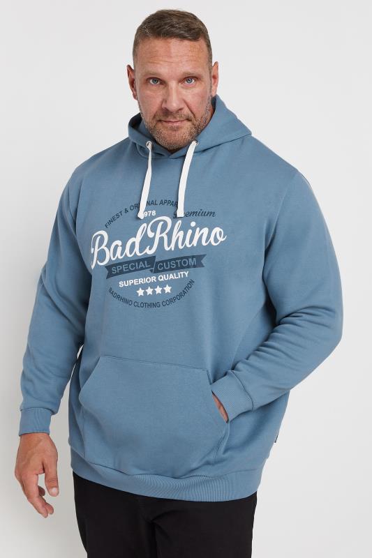 BadRhino Big & Tall Blue Branded Logo Printed Hoodie | BadRhino 2