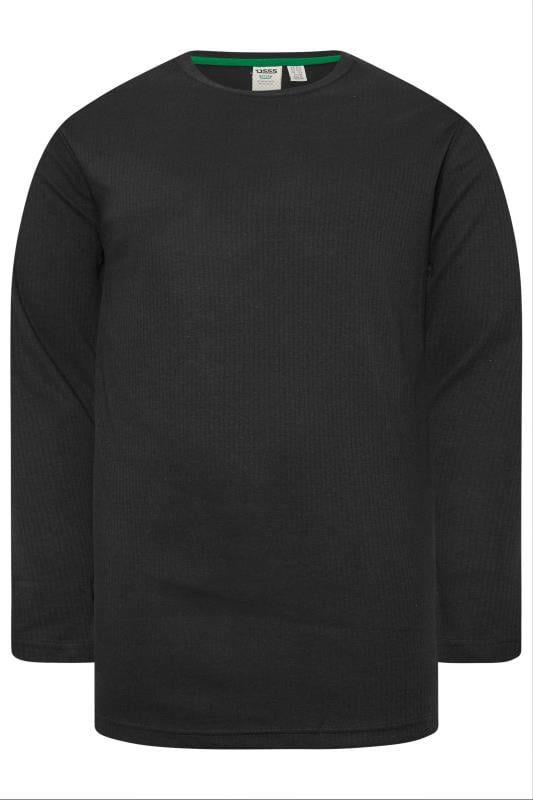 D555 Big & Tall Black Thermal Long Sleeve T-Shirt | BadRhino 1