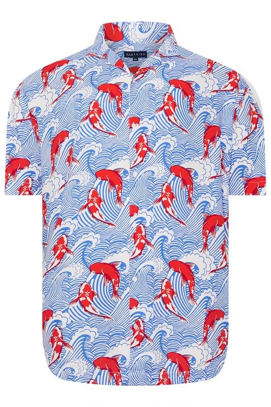 BadRhino Big & Tall Blue Koi Fish Print Shirt | BadRhino 6