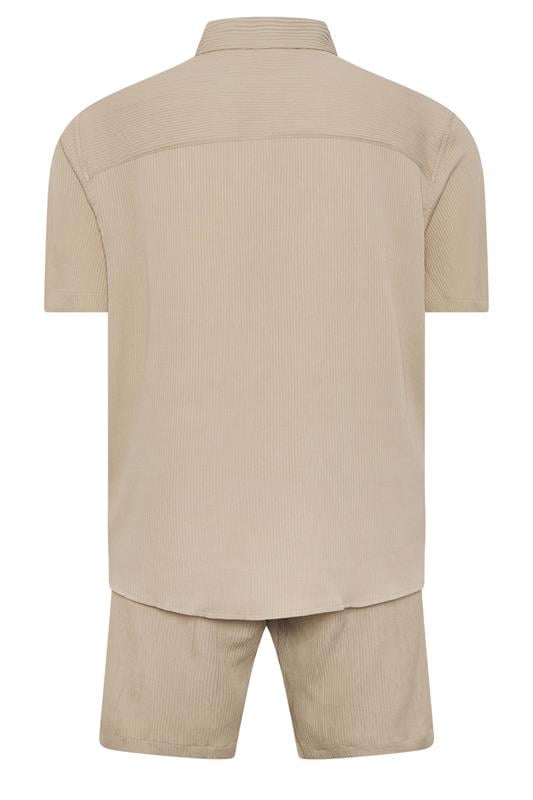 JACK & JONES Big & Tall Stone Brown Revere Shirt & Short Set | BadRhino 4
