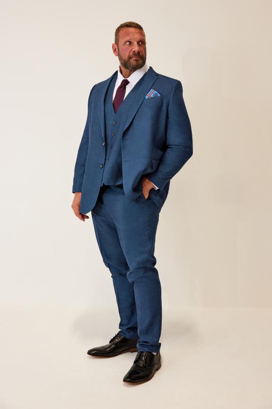 Men's  BadRhino Tailoring Big & Tall Blue Textured Suit Trousers