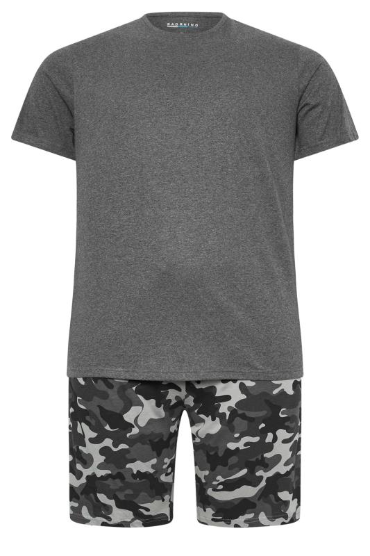 BadRhino Big & Tall Grey Camo Print Shorts and T-Shirt Pyjama Set | BadRhino 3