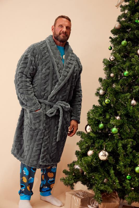Men's  BadRhino Big & Tall Grey Cable Dressing Gown