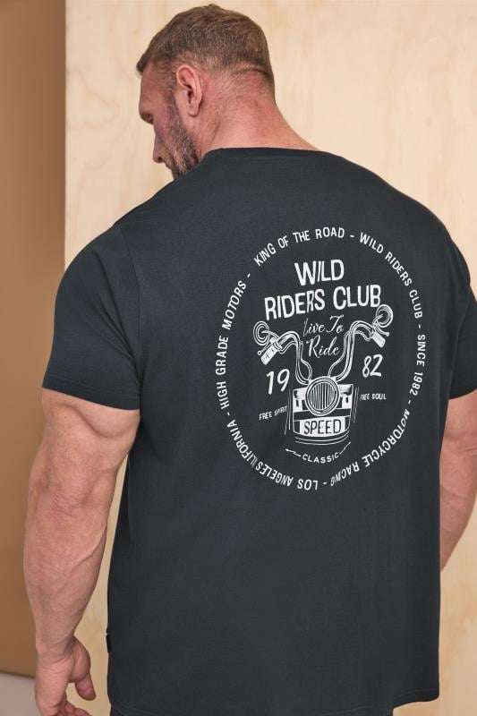 BadRhino Big & Tall Ebony Grey 'Wild Riders Club' T-Shirt | BadRhino 1