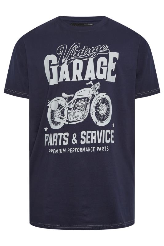 KAM Big & Tall Navy Blue Vintage Garage Motorcycle T-Shirt | BadRhino 3