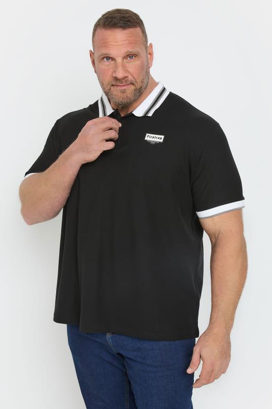 FIRETRAP Big & Tall Black Jersey Polo Shirt | BadRhino 1