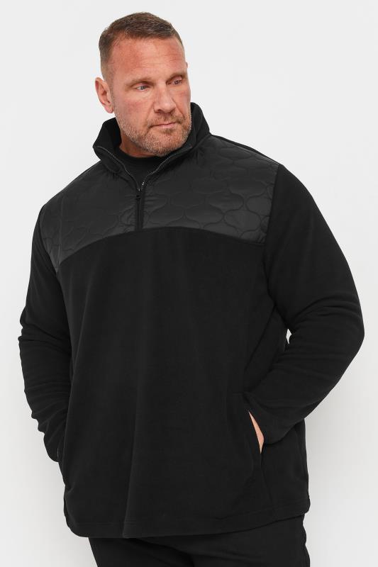 BadRhino Big & Tall Black Quarter Zip Quilted Fleece Jacket | BadRhino 2