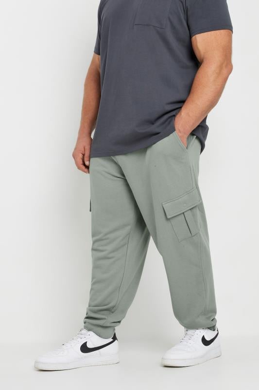 STUDIO A Big & Tall Grey Cuffed Cargo Joggers | BadRhino 1