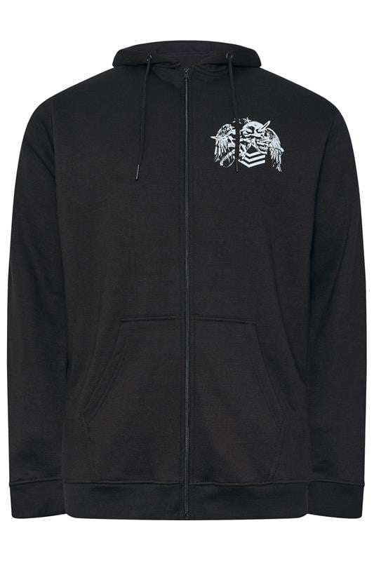 BadRhino Big & Tall Black Skull Military Zip Through Hoodie | BadRhino 1