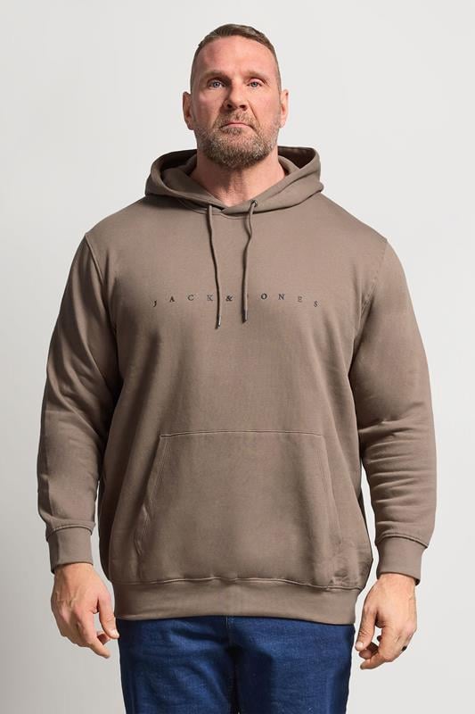 Men's  JACK & JONES Big & Tall Falcon Brown Printed Hoodie