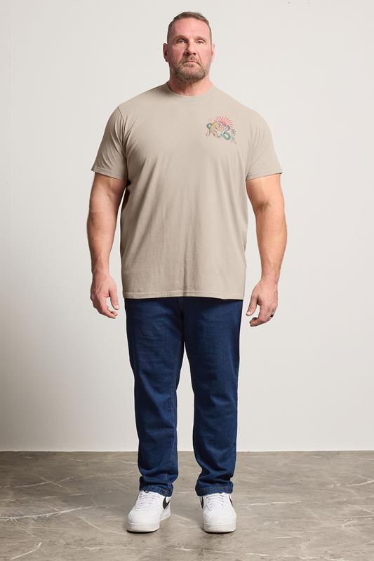 BadRhino Big & Tall Stone Brown Acid Wash Tiger Graphic T-Shirt | BadRhino 1