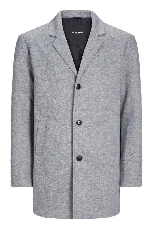 JACK & JONES Big & Tall Light Grey Formal Coat | BadRhino 1