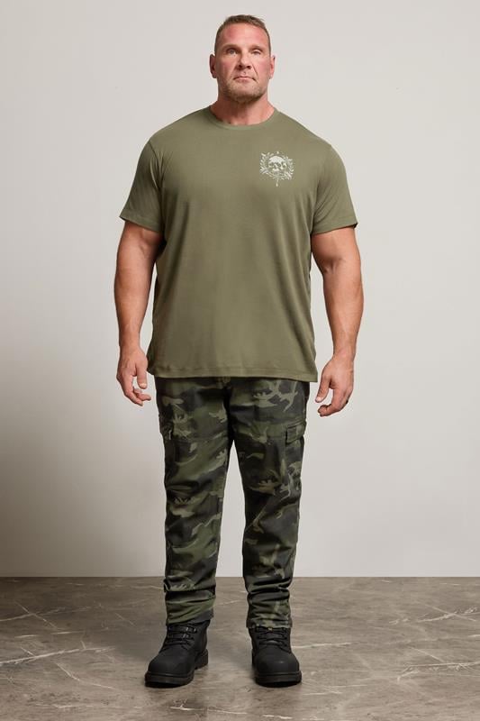 BadRhino Big & Tall Green Camo Print Cargo Trousers | BadRhino 3