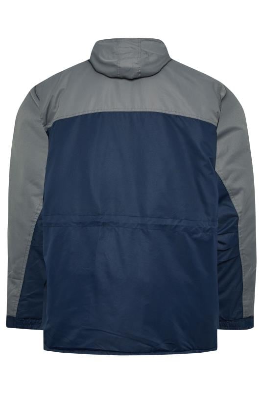 BadRhino Big & Tall Grey & Blue Fleece Lined Hooded Coat | BadRhino 5