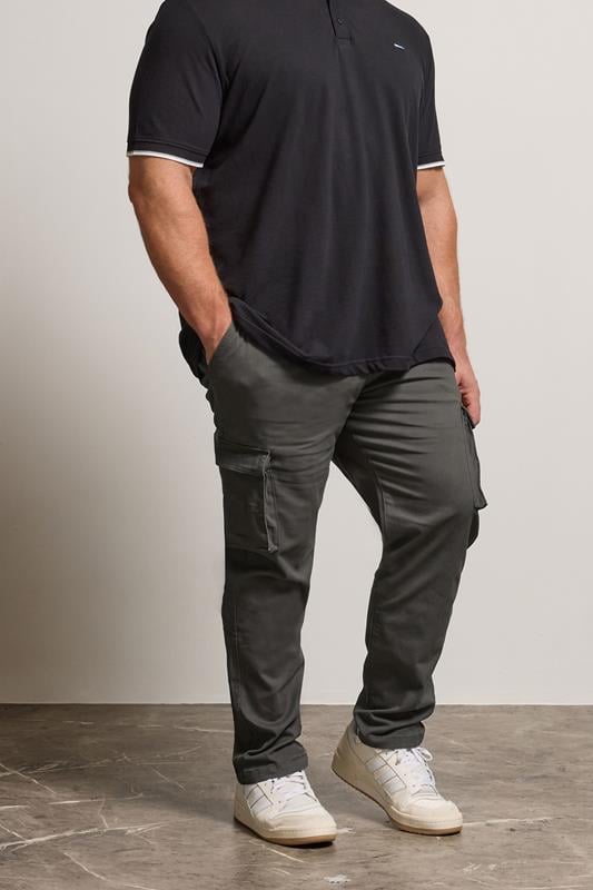 Men's  BadRhino Big & Tall Slate Grey Stretch Cargo Trousers