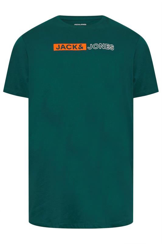 JACK & JONES Big & Tall Deep Teal Green Logo Play T-Shirt | BadRhino 3